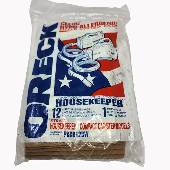 Oreck Housekeeper 12 Disposable Vacuum Bags PKBB12DW Plus 1 Motor Filter - Picture 1 of 4